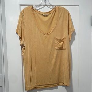 Casual Yellow V-Neck Women's Top